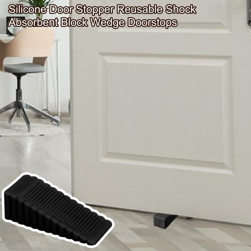 Windproof Silicone Door Stopper black Rubber Door Stopper Wedge Block Home Office Door Rear Retainer Anti-collision Stop