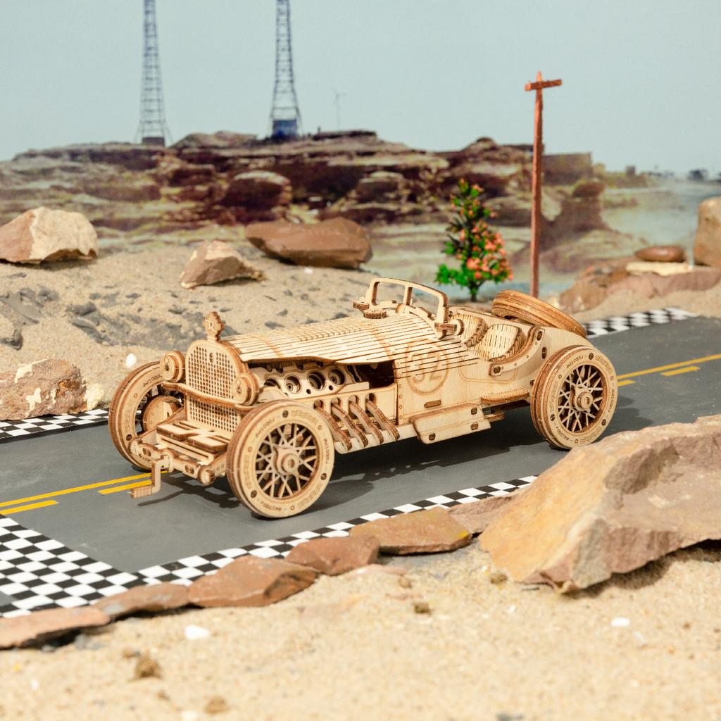Robotime Rokr Classic Car 3D Wooden Puzzle Train Army Jeep Heavy Truck Vintage Car 1:15 Scale Model Building Kits for Kids