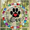 2D Flat Acrylic Paw Print Suncatcher, 7.87/11.81in Colorful Love Pet Window Hanging, Stained Style Decor, Pet Lover Gift