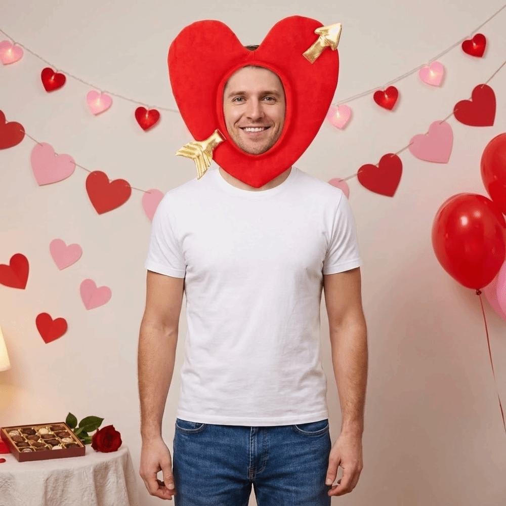 Kids Toys Gifts Red Heart Shaped Hat Creative Funny Pullover Hat Novelty Warm Cupid's Arrow Hat Festival Party
