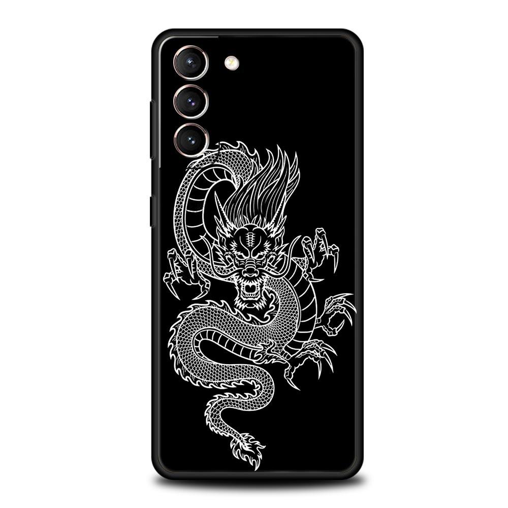 Phone Case For Samsung Galaxy S23 S22 Ultra S20 S21 FE 5G S10 S9 Plus S10E S8 Note 10 20 Silicone Black Cover Dragon Fashion