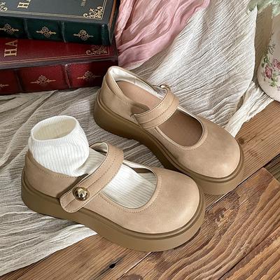 Retro British Style Heightened Platform Small Leather Shoes Women's 2025 New Spring Skirt Round Head Mary Jane Single Shoes