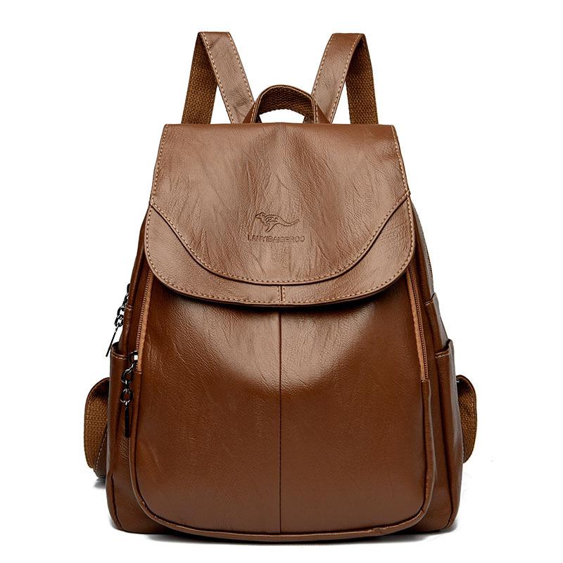 Soft Leather, Fashionable and Versatile Backpack, Large-capacity Travel Bag for Women