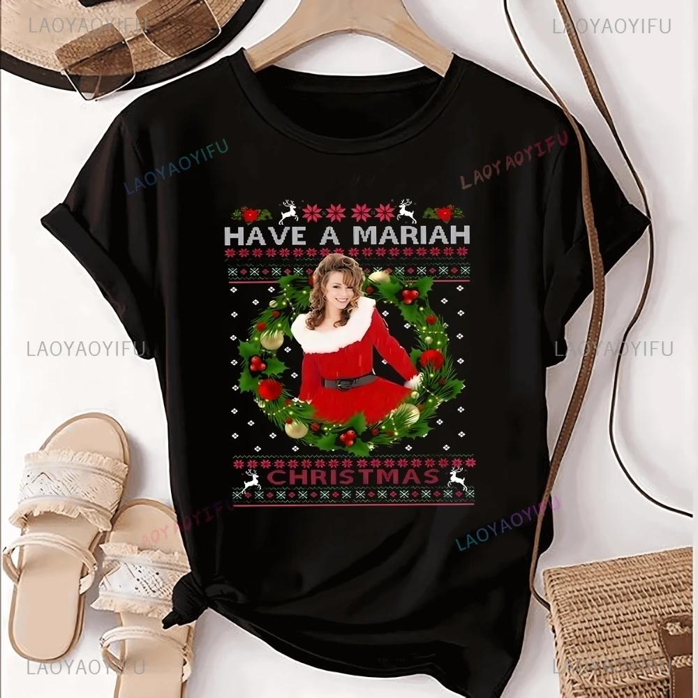 

Merry Christmas Mariah Carey Christmas Print T-shirt Top Neutral Trend Harajuku Short Sleeve Unisex Shirt Graphic Large T-shirt 4XL
