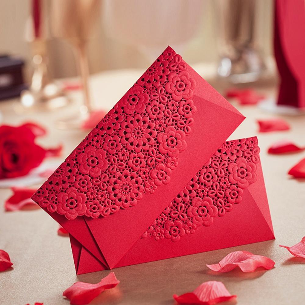 6pcs Laser Engraving Chinese Red Envelopes Hollow HongBao Creative Lucky Money Bag Kids