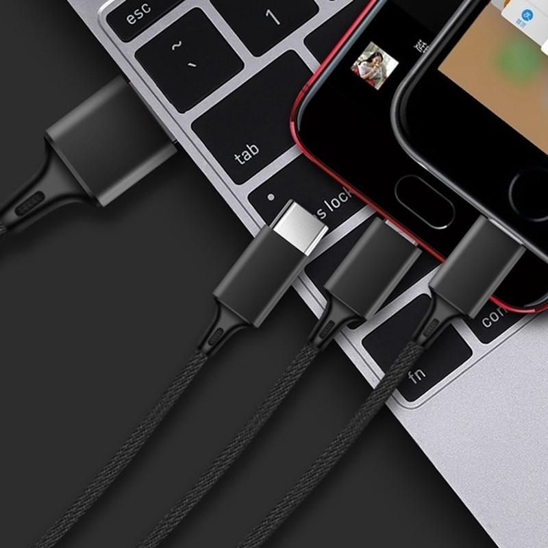 3-in-1 USB Data Sync Fast Charging Cable for Android IPhone