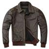 Giacca da volo classica dell'aeronautica militare A2 di taglia cinese con bordo verde militare, giacca in vera pelle di mucca, uomo, cappotto da pilota, autunno, Jaquetas Masculina De Couro