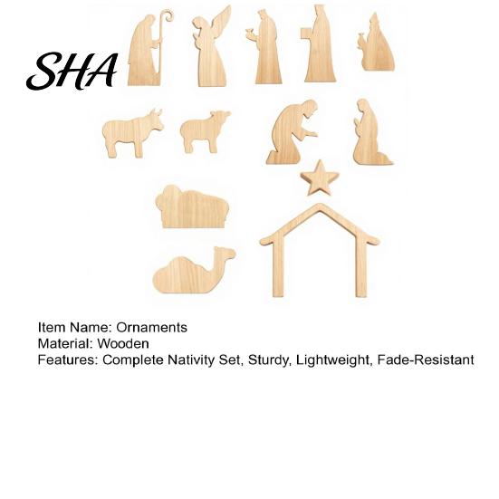 Festive Table Centerpieces for Christmas 13Pcs Wooden Nativity Scene Set, Mini Holy Family Figurines, Set Tabletop Manger Decorations Christan Indoor