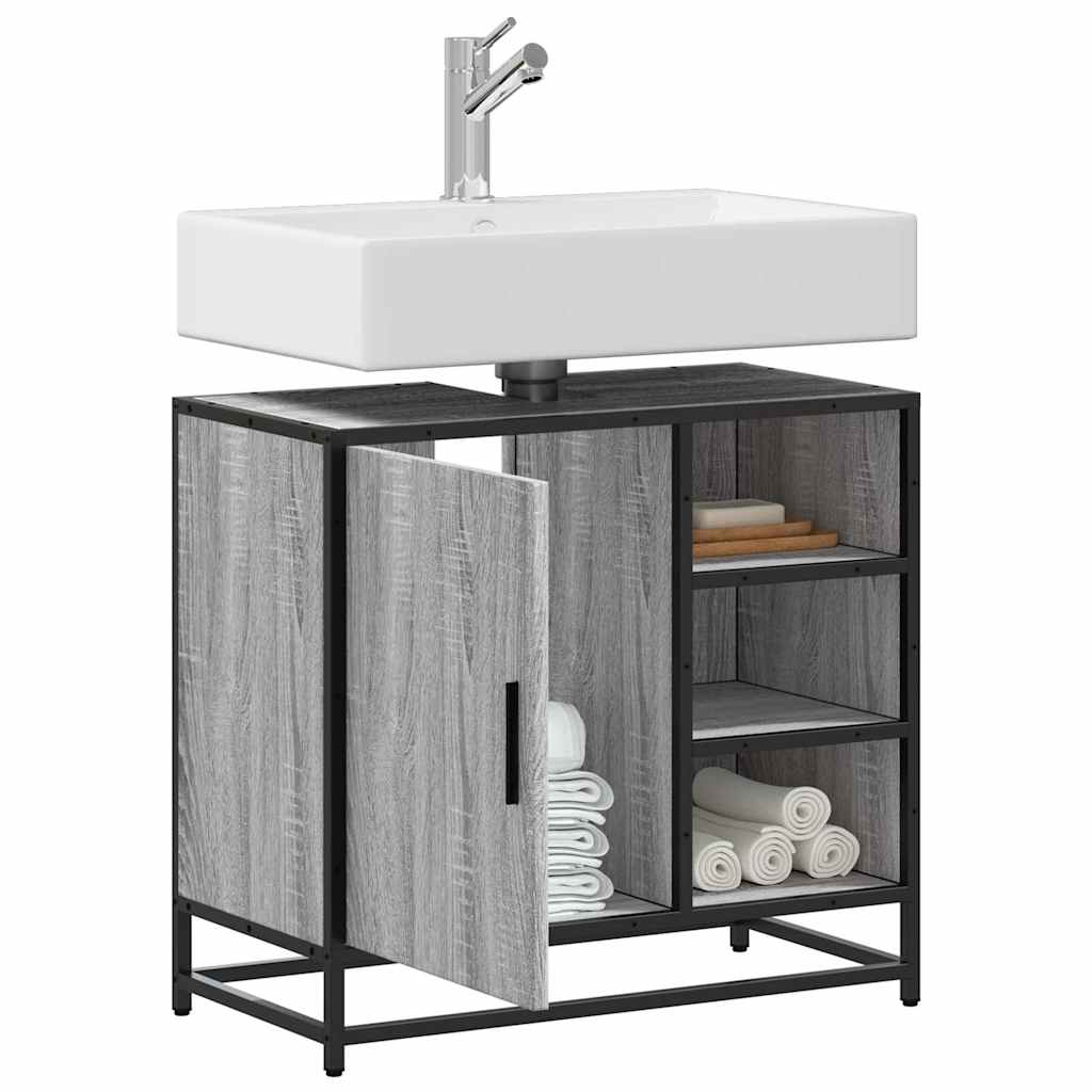 Bathroom Vanity Unit Grey Sonoma 65 X 33 X 60 Cm Engineered Wood