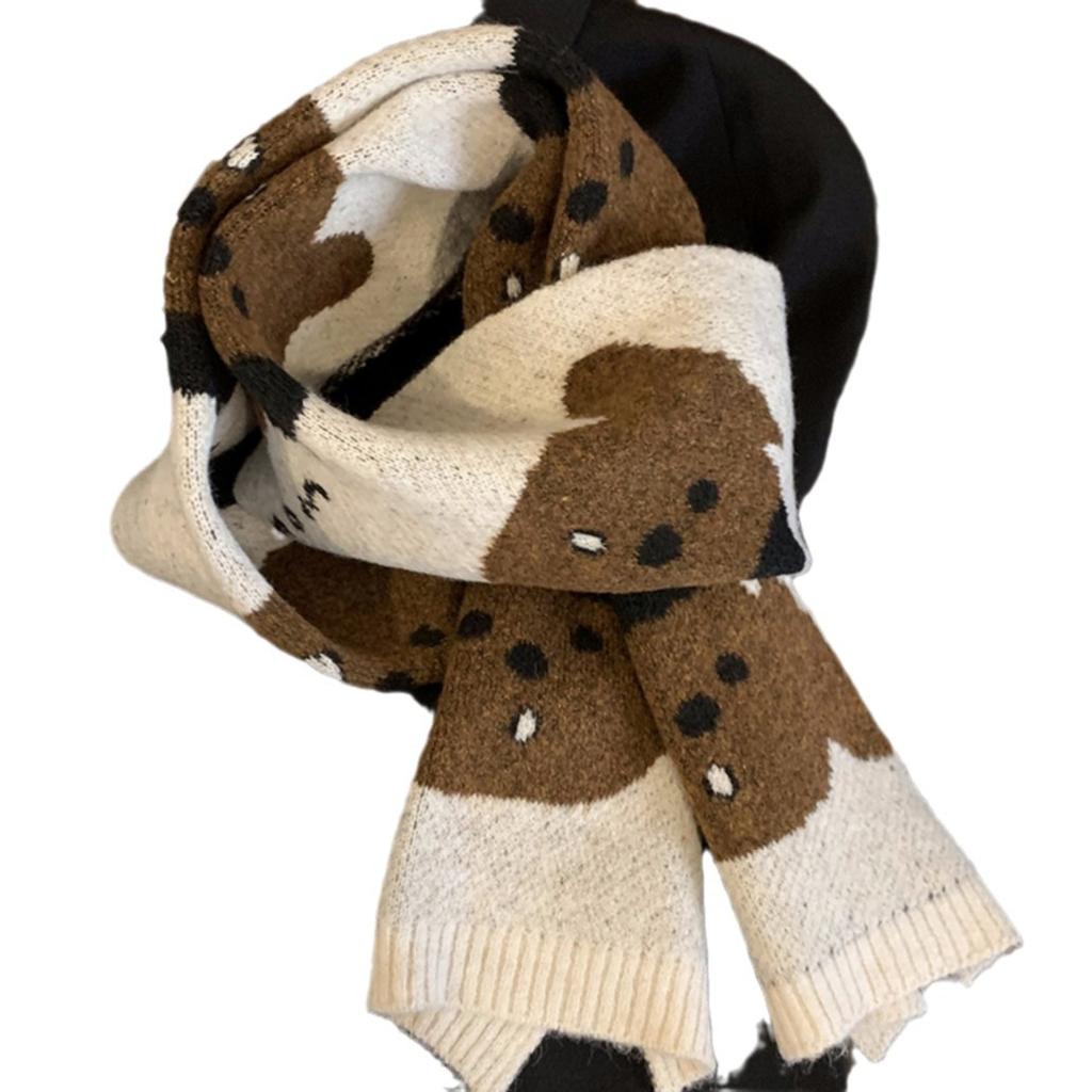Cute puppy wool knitted scarf female winter Korean atmosphere student couple versatile warm scarf neck protection