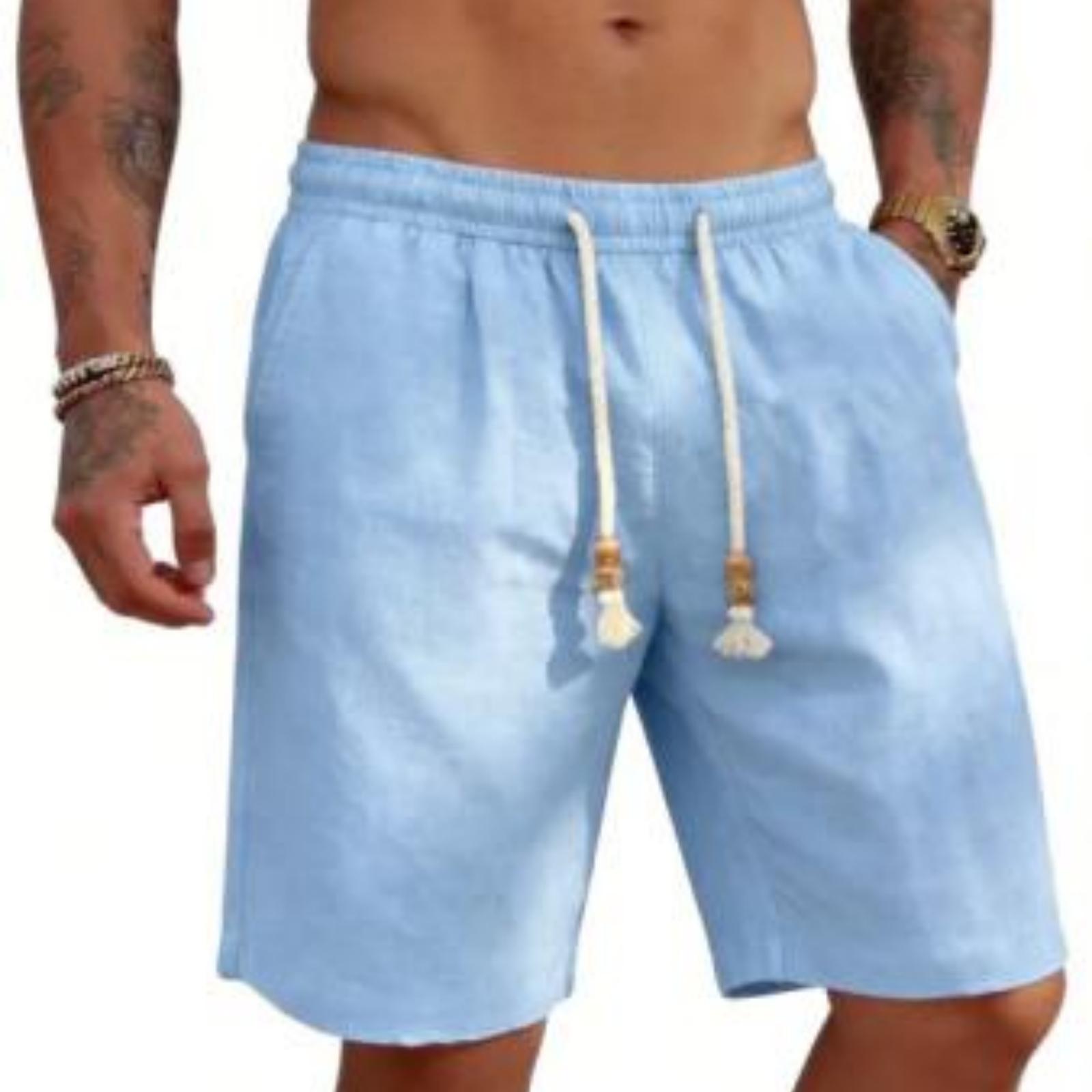 Men s Linen Shorts Quick-drying Lightweight Beach Pants Five-pocket Pants XXXL
