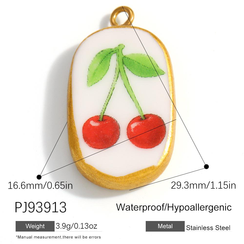 Stainless Steel Heart Cherry Fruit Flower Dog Colored Hand-painted Charms for Jewelry Making Necklaces DIY Material Colorfast