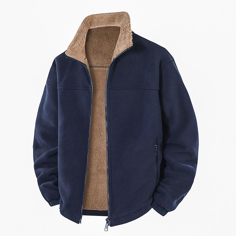 Men's Stand-up Collar Fleece Jacket: Thick Autumn/Winter Polar Fleece In Stock