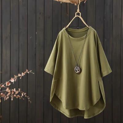 Summer  Casual Korean Solid Color O-neck Short Sleeve T-Shirts Women Clothing Simplicity Loose All-match Top Tee Femm