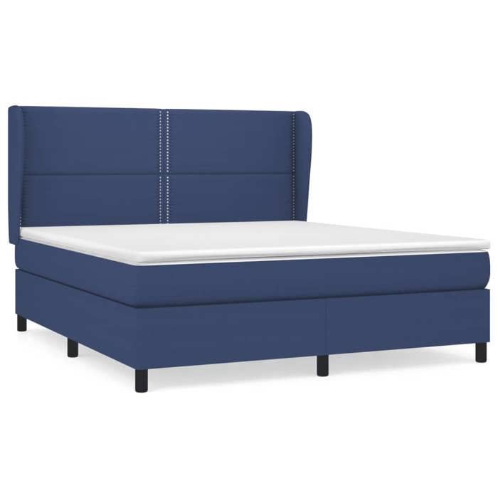 3127907 vidaXL Lit à sommier tapissier avec matelas Bleu 180x200 cm Tissu