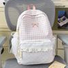 Schoolbag Japanese ins High-value girls backpack Large capacity backpack Lace lace plaid Junior high school student schoolbag