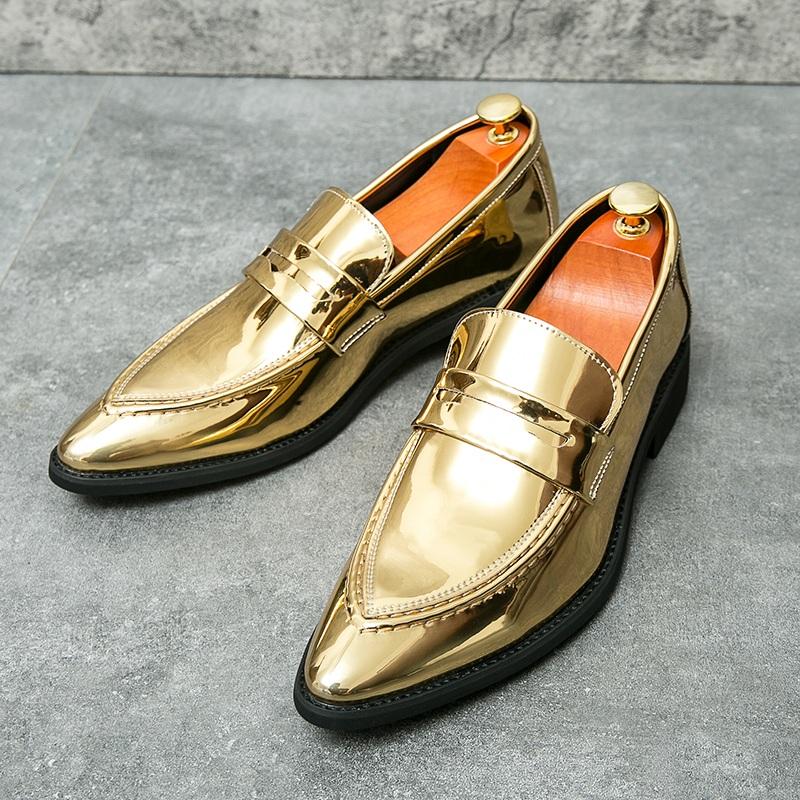 New Britain  Men Pointed Black Gold Green Purple Casual Shoes Penny Loafers Formal Wedding Dress Footwear Zapatos Hombre