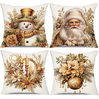 Christmas Theme Pillowcase Santa Claus Snowman Pillow Case Suitable for Home Room Living Room Sofa Cushion Cover Friend Gift