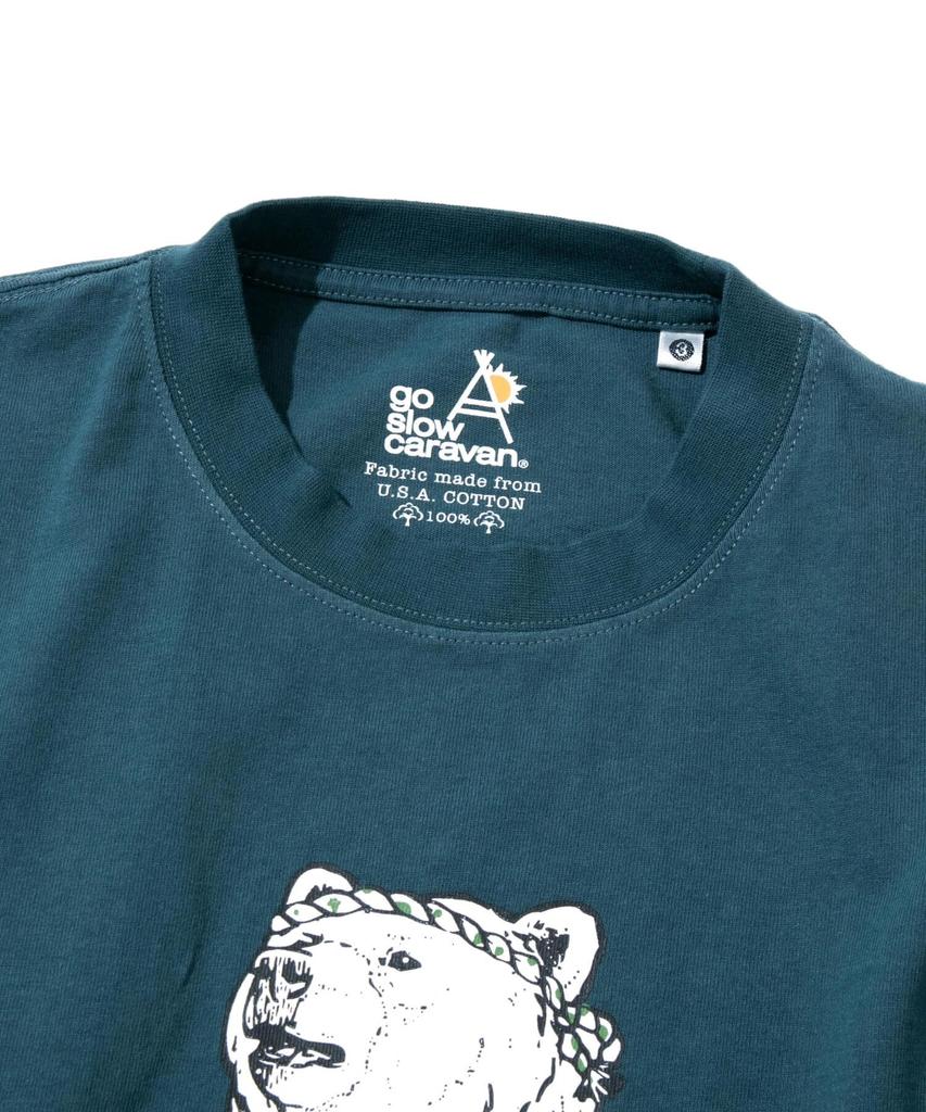 [go slow caravan] USA/C Takoyaki Kikuma Langarm T-Shirt Blaugrün M