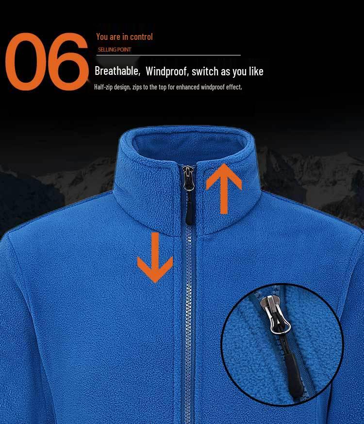 Outdoor Fleece Jacket for Men & Women - Thick Warm Polar Fleece Cardigan with Optional Logo for Autumn/Winter.