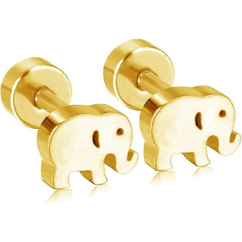 Mini Orecchini a Bottone Elefante Carino 16G per Donne Animali Delicati Cartilagine Piccoli Titanio con Chiusura a Vite Piatta Acciaio Inossidabile Minimalisti Comodi