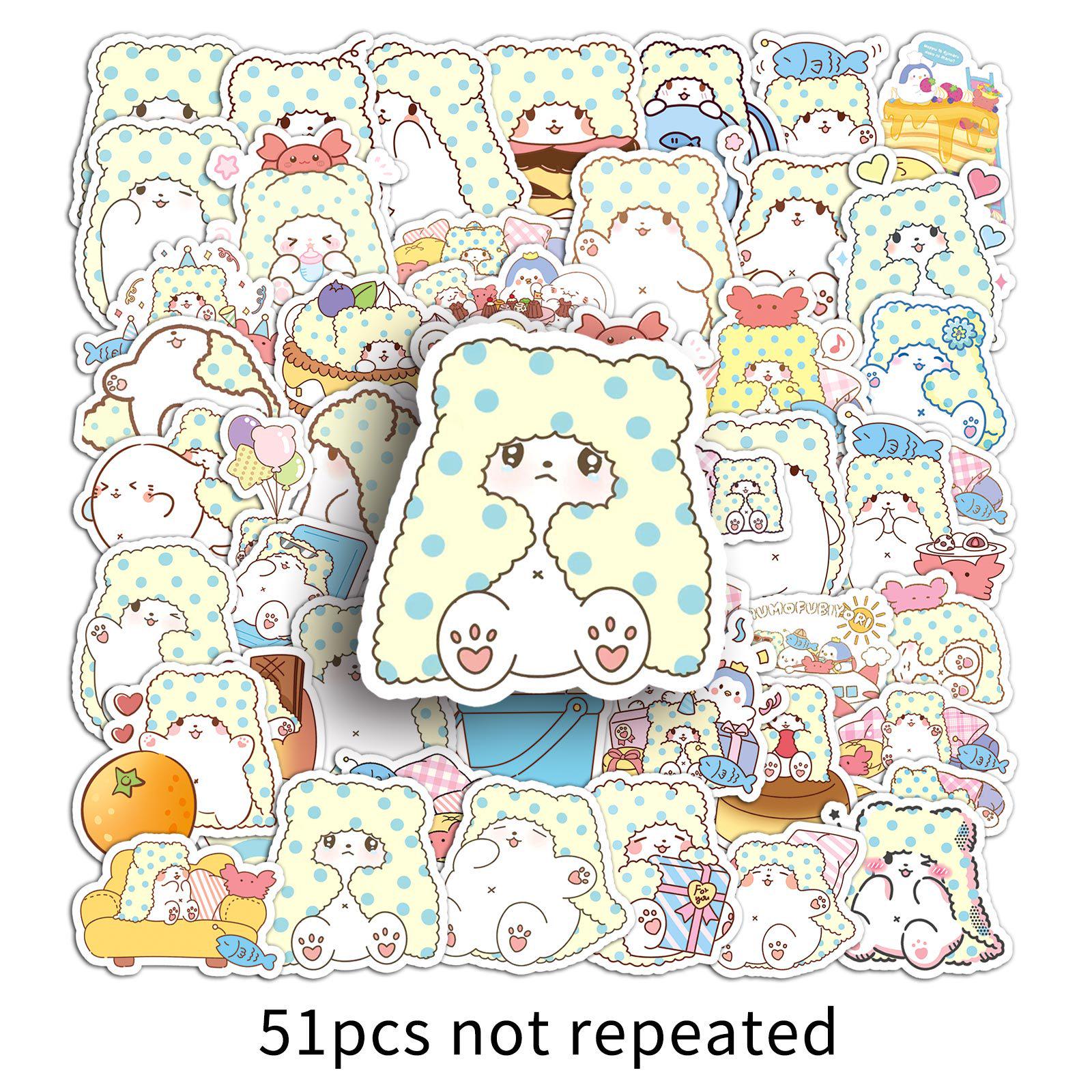 51 Cute Sanrio Mofu Bear Waterproof Mochi Stickers - Decorative Cartoon Polar Bear Theme