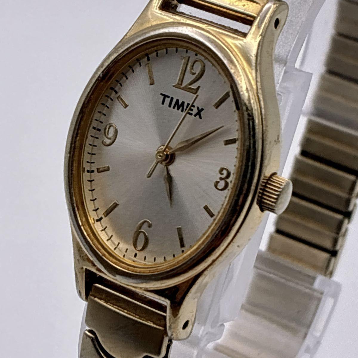 TIMEX Women s Watch Gold Color Quartz Working Item Oval Silver Dial