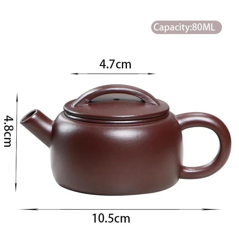 80ml Yixing Purple Clay Teapot Small Capacity Handmade Tea Pot Raw Ore Purple Zhu Mud Kettle Tea Infuser Chinese Zisha Tea Set