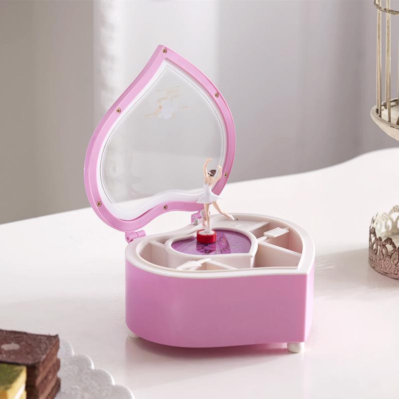 Heart Shaped Rotating Ballerina Music Box Ballet Dancer Rotating Melody Box Girls Birthday Valentines Princess Gift (Pink,standard) розовый