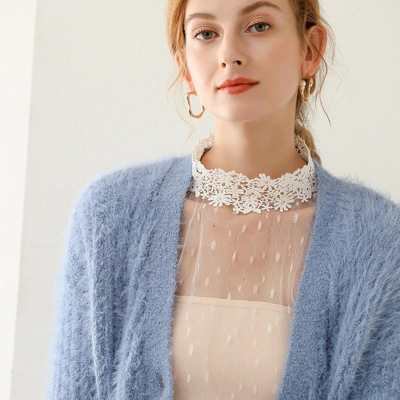 Girl Lace White Fake Collar for Women Casual High Neck Sweater Blouse Detachable Collars Ladies False Collar Neck Tie Decorative