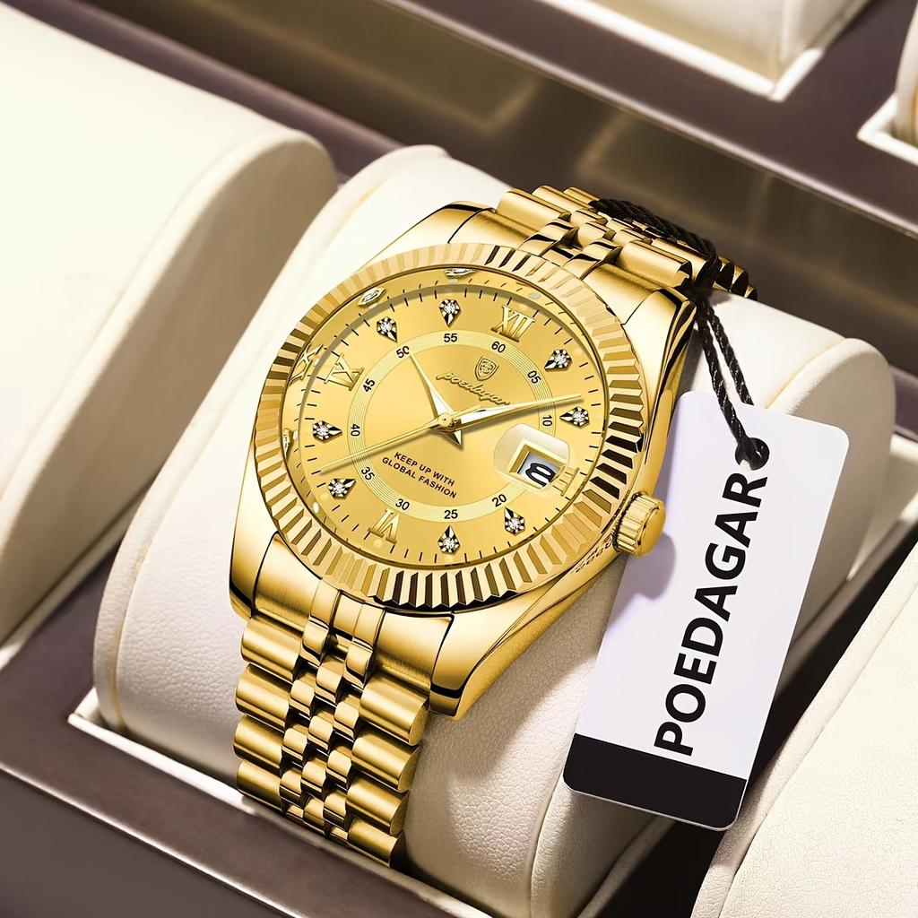 Business Man Watch Luminous Waterproof Stainless Steel Men Wristwatch Date Week Quartz Fashion Casual Men's Watches