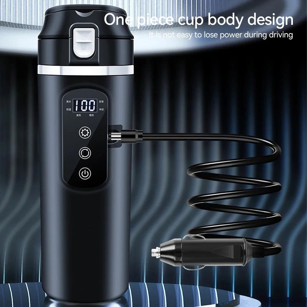 Portable Car Heating Cup Thermos Cup Stainless Steel 12V/24V Car Heating Cup Smart Temperature Control Coffee Milk Heated Kettle