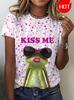 Lustiges Froschmuster 3D-gedrucktes Damen-T-Shirt Sommer Lässig Täglich Straße Kurzarm-T-Shirt Niedliche Tiergrafik Kinder Männer Oberteil T-Shirts