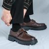 Heren Grote Maat Dikke Zool Platform Leer Gesp Schoenen - Lente/Herfst 2024, Britse Stijl Kostuum Schoenen.
