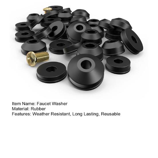 1 Set Faucet Washer Good Sealing Leakproof Wear-Resistant High Toughness Corrosion Resistant Multiple Sizes Flat Beveled Rubber Faucet Washers