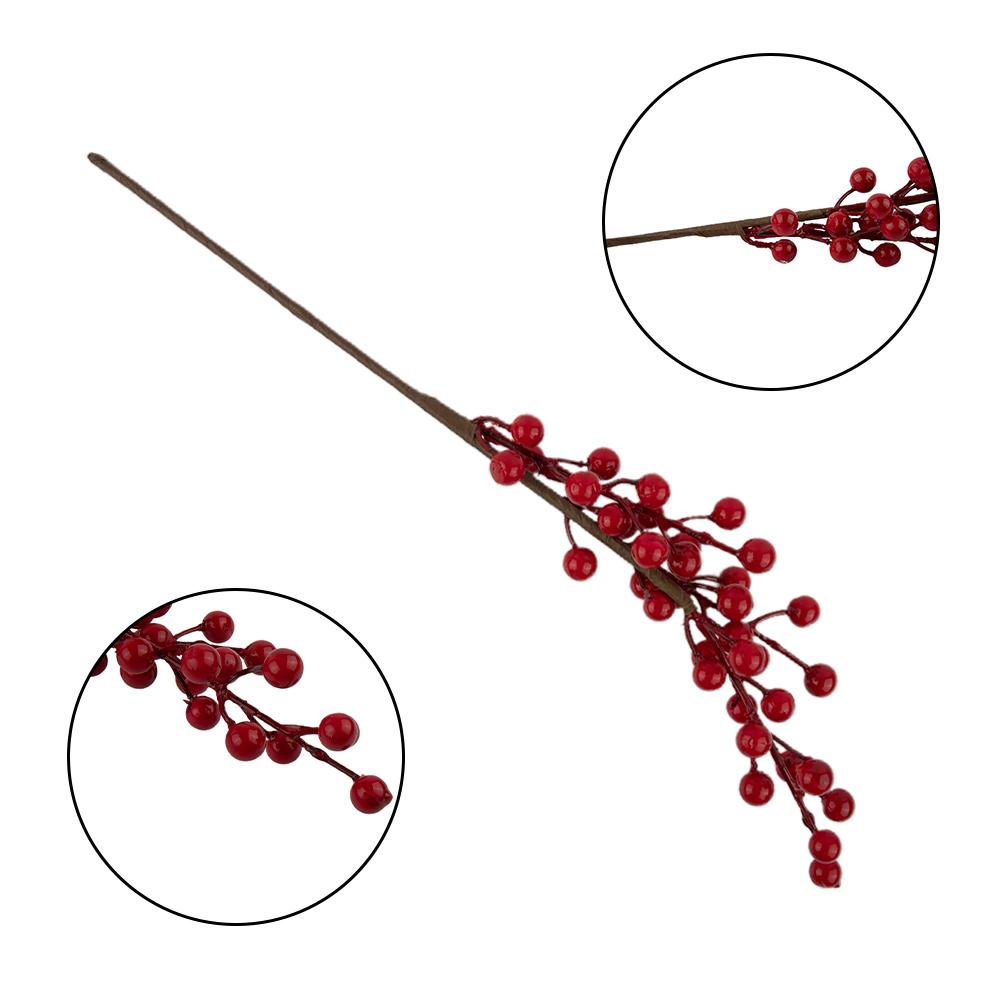 Artificial Berry Stems Holly Red Simulation Tree 3/4branches Beautiful