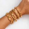 Stainless Steel Chunky Chain Bracelet for Women, Adjustable Geometric Link Wrist Chain Bracelet, Gold Plated Waterproof Jewelry