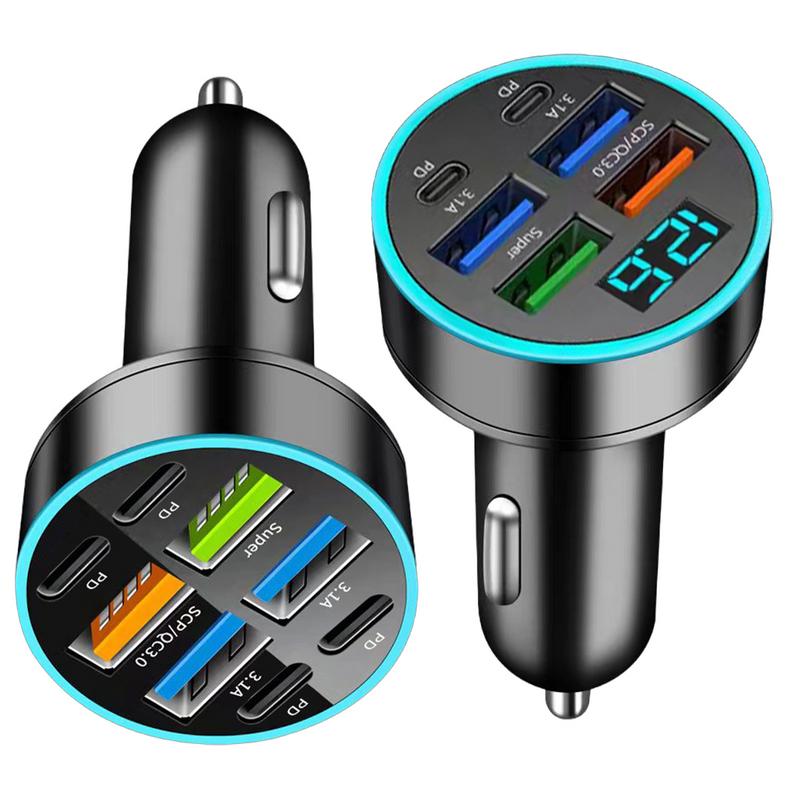Charging Port for Car 66W USB Charger with Multi-Port Digital Display Phone Fast Charger Charging Ports Car Phone Charger