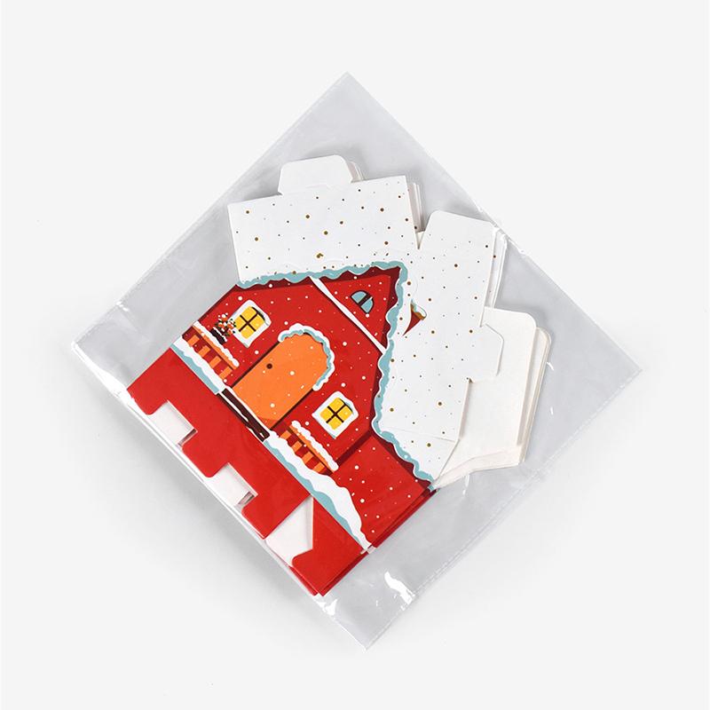 WTEMPO Christmas Red Cute House Shaped Design Gift Boxes Christmas Mini Presents Packaging Boxes Creative Foldable DIY Paper Favor Boxes