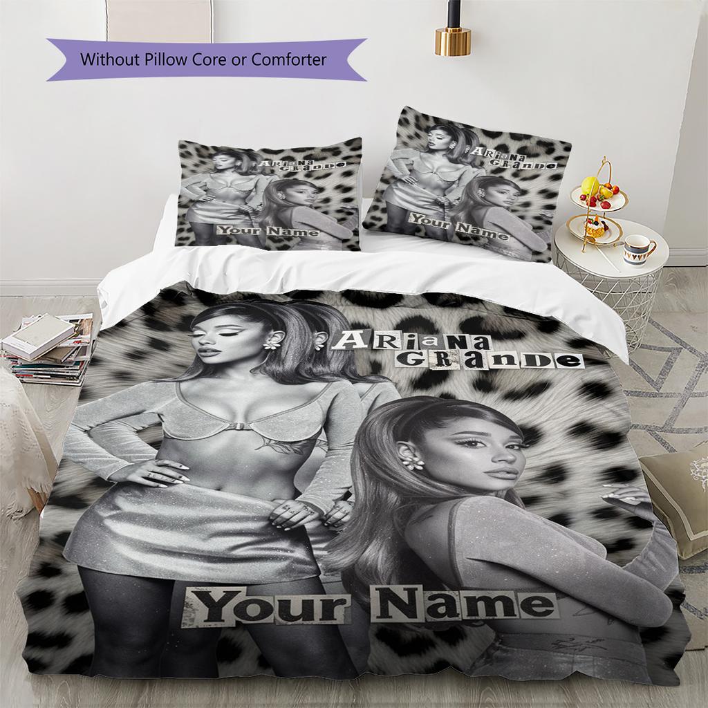 Vlastné meno Vzor Ariana Grande Posteľná súprava Povlak na paplón Obliečka na vankúš Domáca dekorácia Darček (1 * obliečka na perinu + 2 * obliečky na vankúš, bez jadra)
