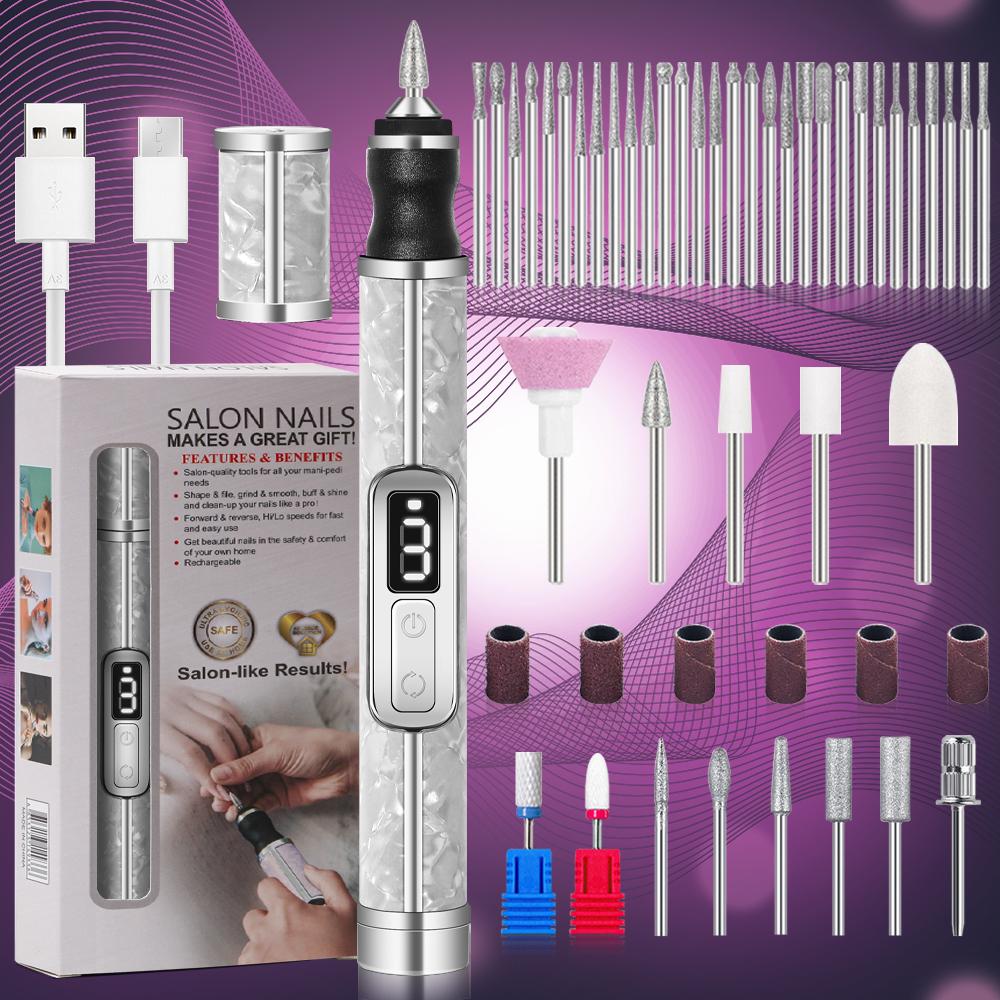 20000RPM Nail Polishing Machine Professional Nail Drill Multiple Gears Low Noise Nails Sander File Set For Manicure Salon Tools
