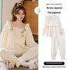 Women's Cotton Pajama Set with Chest Pads - Long Sleeve Cute Princess Style for Spring, Autumn, Winter