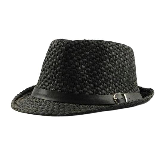 

Jazz Hat Breathable Sunscreen Summer Beach Hat with Belt Decor Versatile Sun Protection Straw Hat Everyday Casual Headwear чёрный