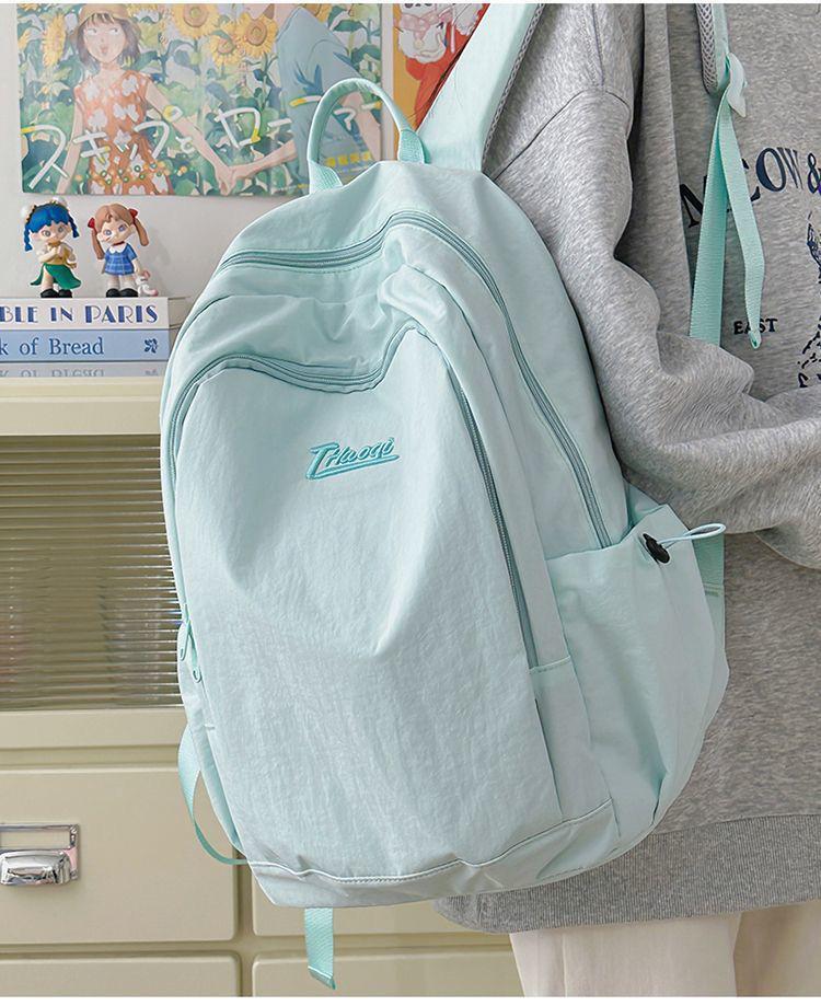 Korean Style Lightweight Backpack - Versatile Solid Color for Students and Women