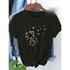European Sizes Women'S Short Sleeve T-Shirt with Colorful Dandelion Print - Casual Crew Neck, Lightweight & Breathable for Spring/Summer
