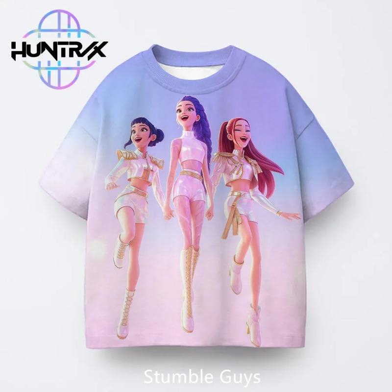 Summer Children KPop Demon Hunters 3D Cartoon Anime T-shirt Boys Clothes Girls Casual