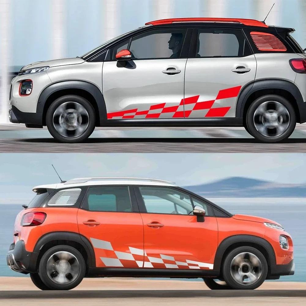 2PCS Racing Style Car Side Door Stickers Vinyl Film Decor Tuning  Decal For CITROEN Citroën C3 XR Picasso C4 Auto Accessories