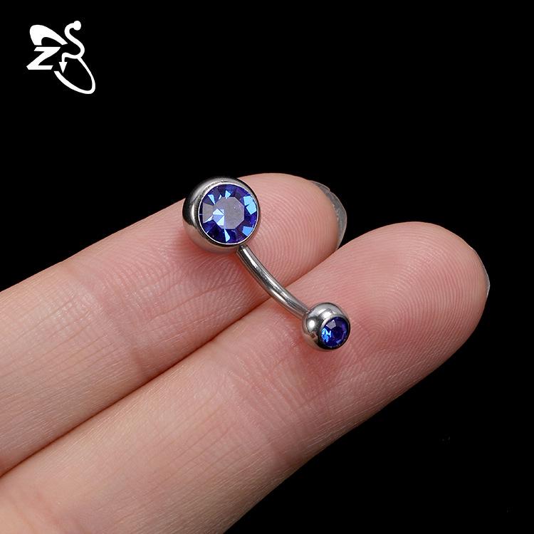 Cross-Border Titanium Steel Zircon Belly Button Ring Set with Double-Headed Design