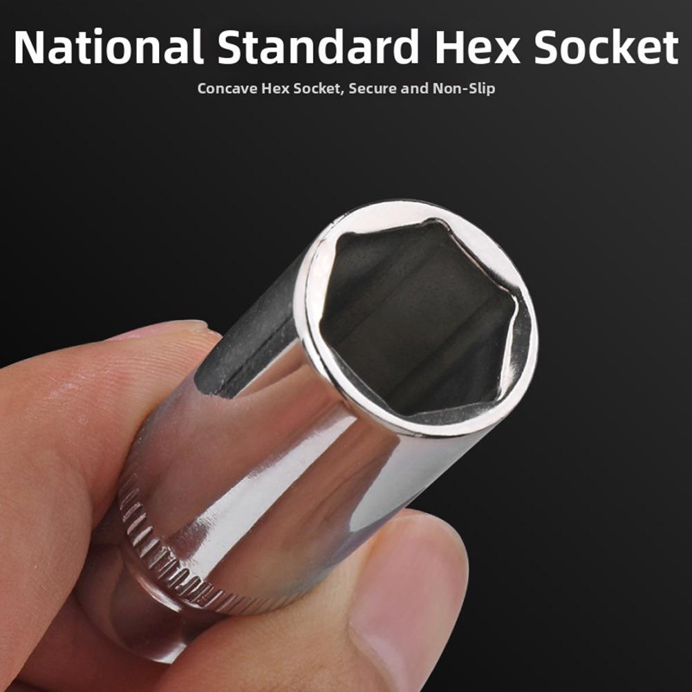 11-Piece Long Socket Wrench Set 4-14mm Chrome Vanadium Steel Deep Reach Hex Tool Kit For Auto Repair DIY Mechanics