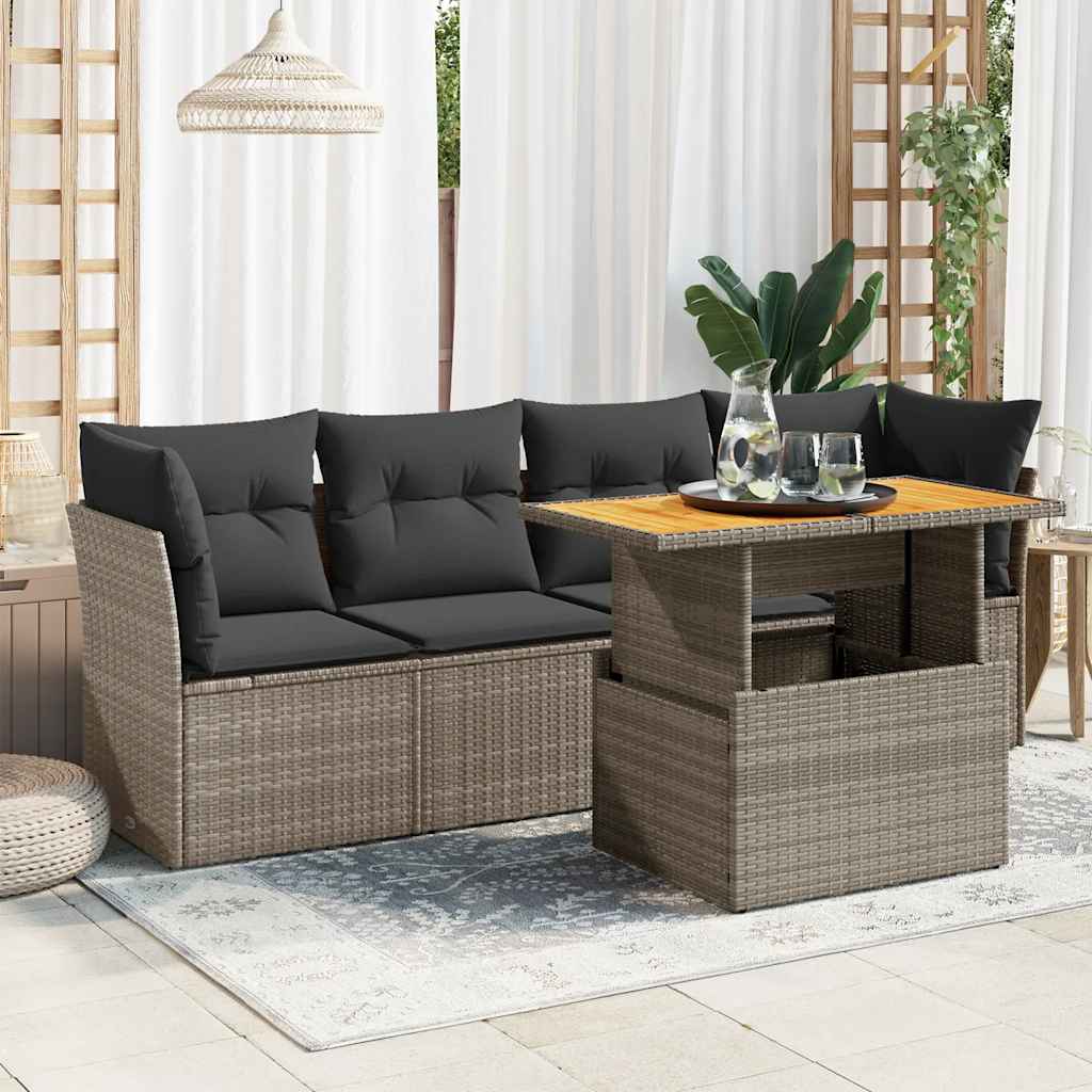 Vidaxl 5-Cz. Set da Giardino, Cuscini, Rattan PE Grigio